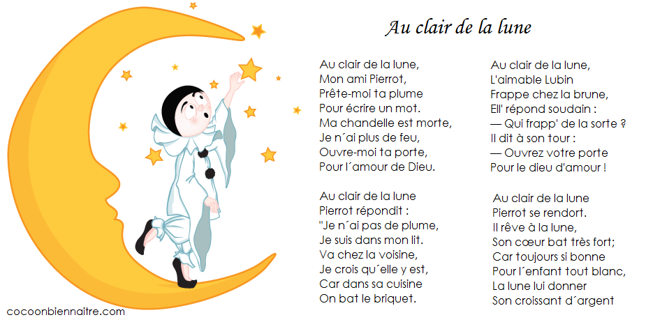 Au clair de lune. Au Claire de la Lune текст. Clair de Lune перевод. Au Claire de la Lune mon Ami Pierrot текст.
